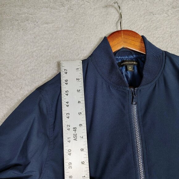 Banana Republic Bomber Jacket Men Medium Navy Lined Full Zip Lightweight Outdoor - Picture 9 of 16